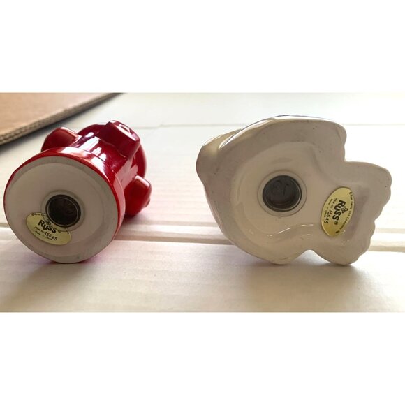 Russ Berrie Dalmatian Fire Hydrant Salt and Pepper Shakers 15645 Ceramic - Picture 3 of 5